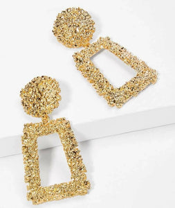 GLAM - Rocky Gold Rectangle Earrings